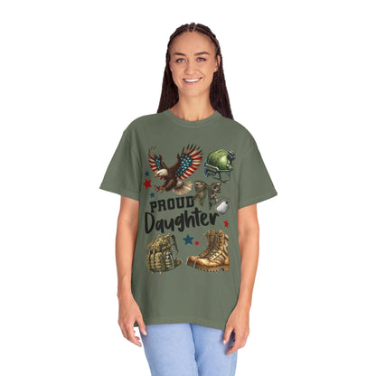 Proud Daughter T-shirt, Military Family Shirt, Support Our Troops Top, Veterans Day Gift, Unisex Garment-Dyed Tee